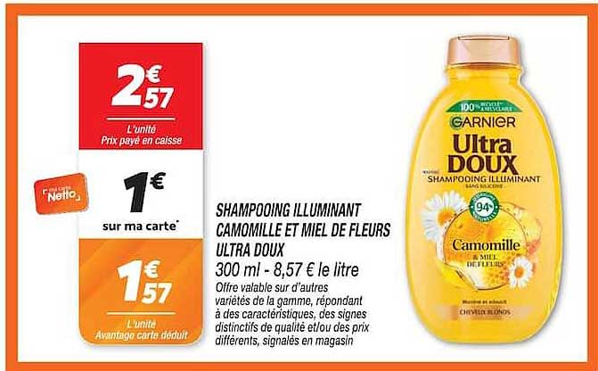SHAMPOOING ILLUMINANT CAMOMILLE ET MIEL DE FLEURS ULTRA DOUX