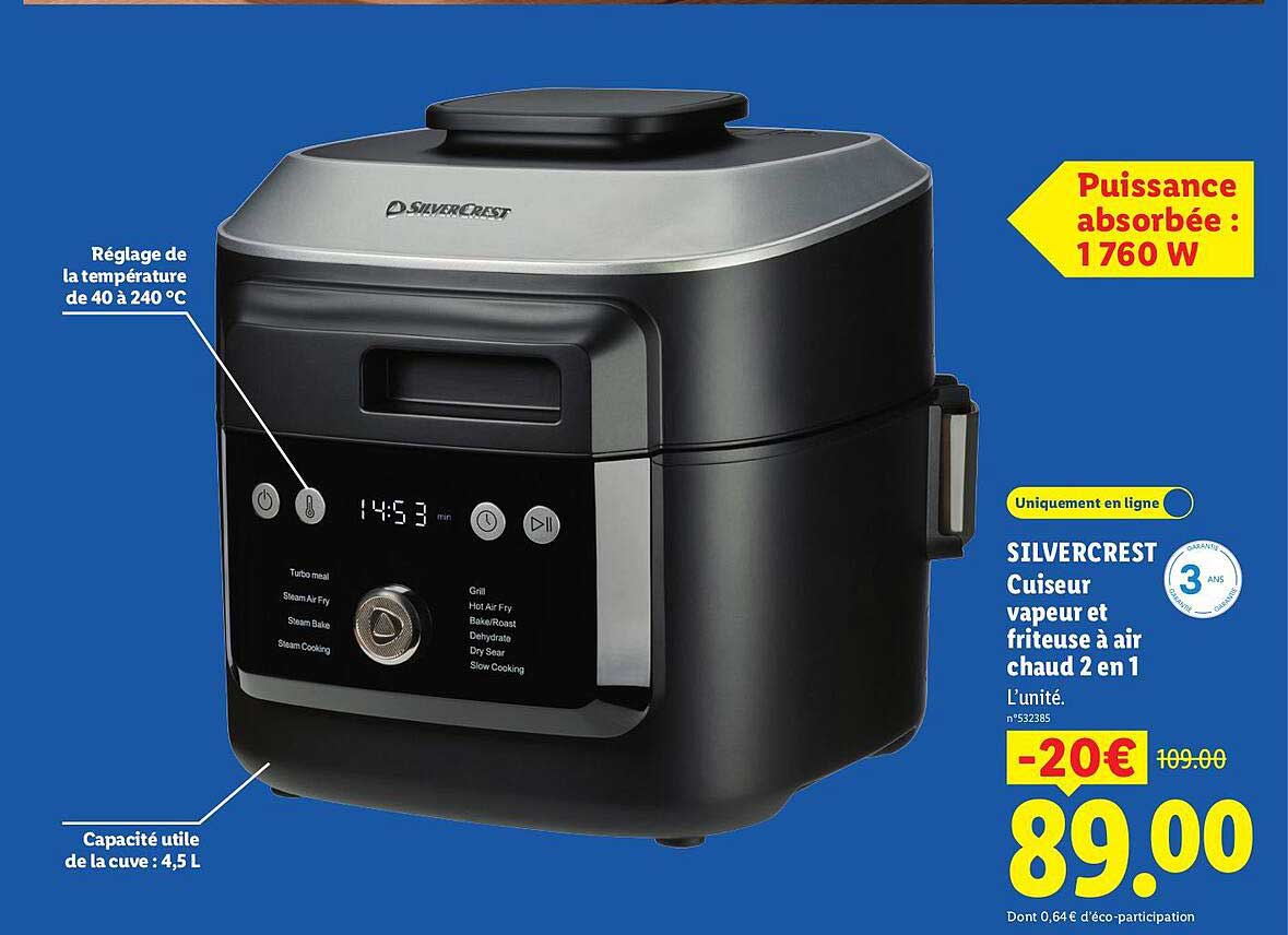 SILVERCREST Cuiseur vapeur et friteuse à air chaud 2 en 1