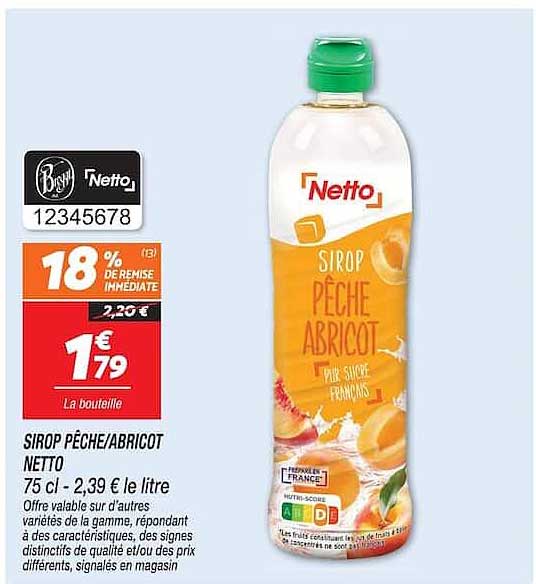 SIROP PÊCHE/ABRICOT NETTO