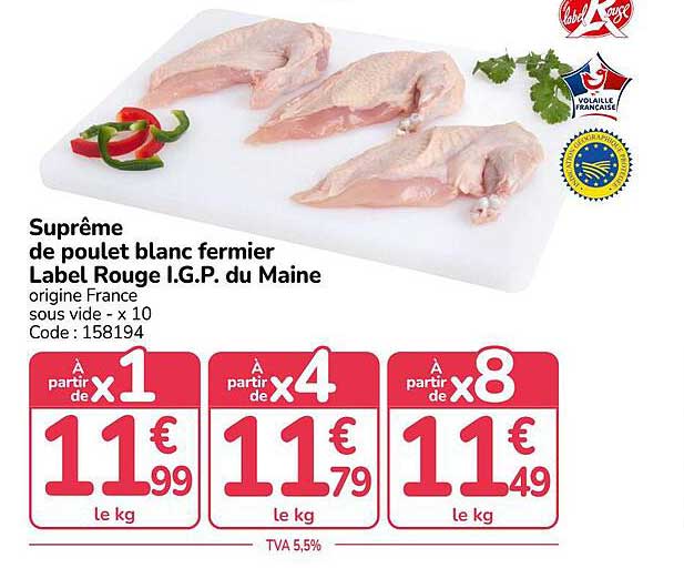 Suprême de poulet blanc fermier Label Rouge I.G.P. du Maine