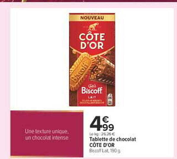 Tablette de chocolat CÔTE D'OR Biscoff Lait 190 g