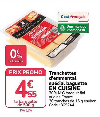 Tranchettes d'emmental spécial baguette EN CUISINE