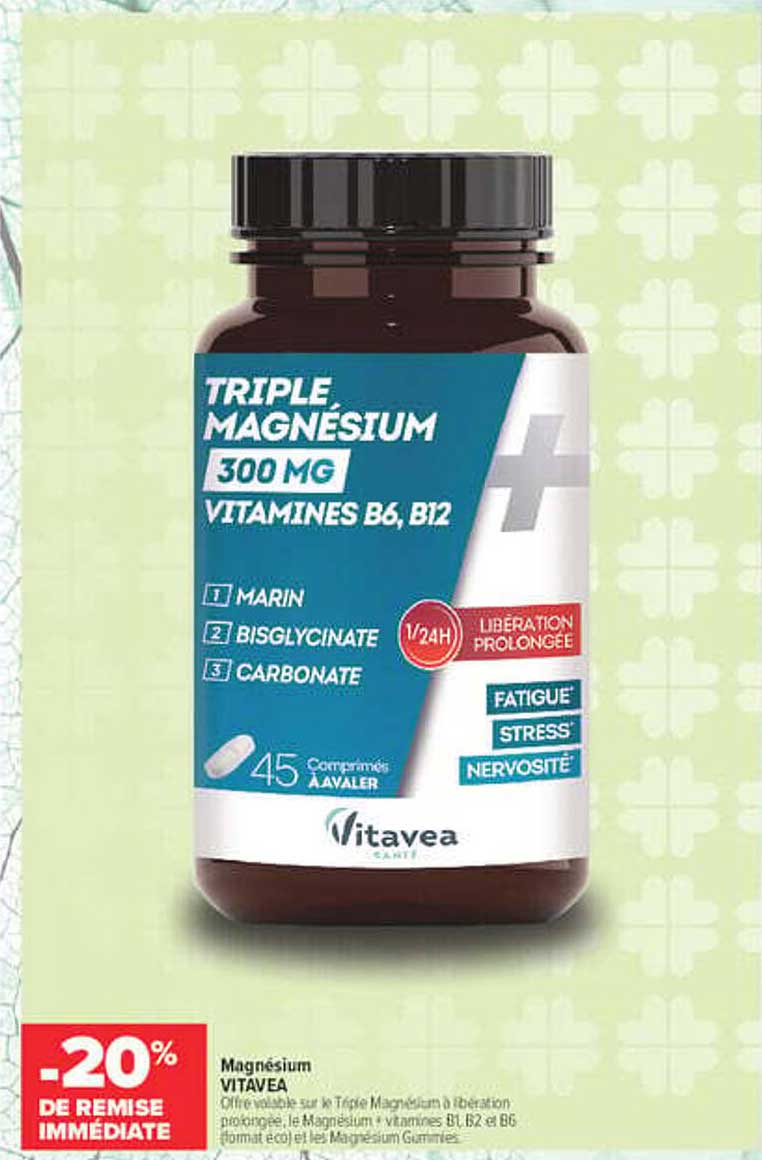 TRIPLE MAGNÉSIUM 300 MG VITAMINES B6, B12