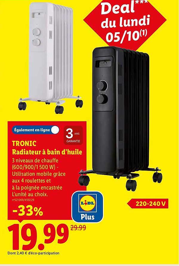 TRONIC Radiateur à bain d’huile