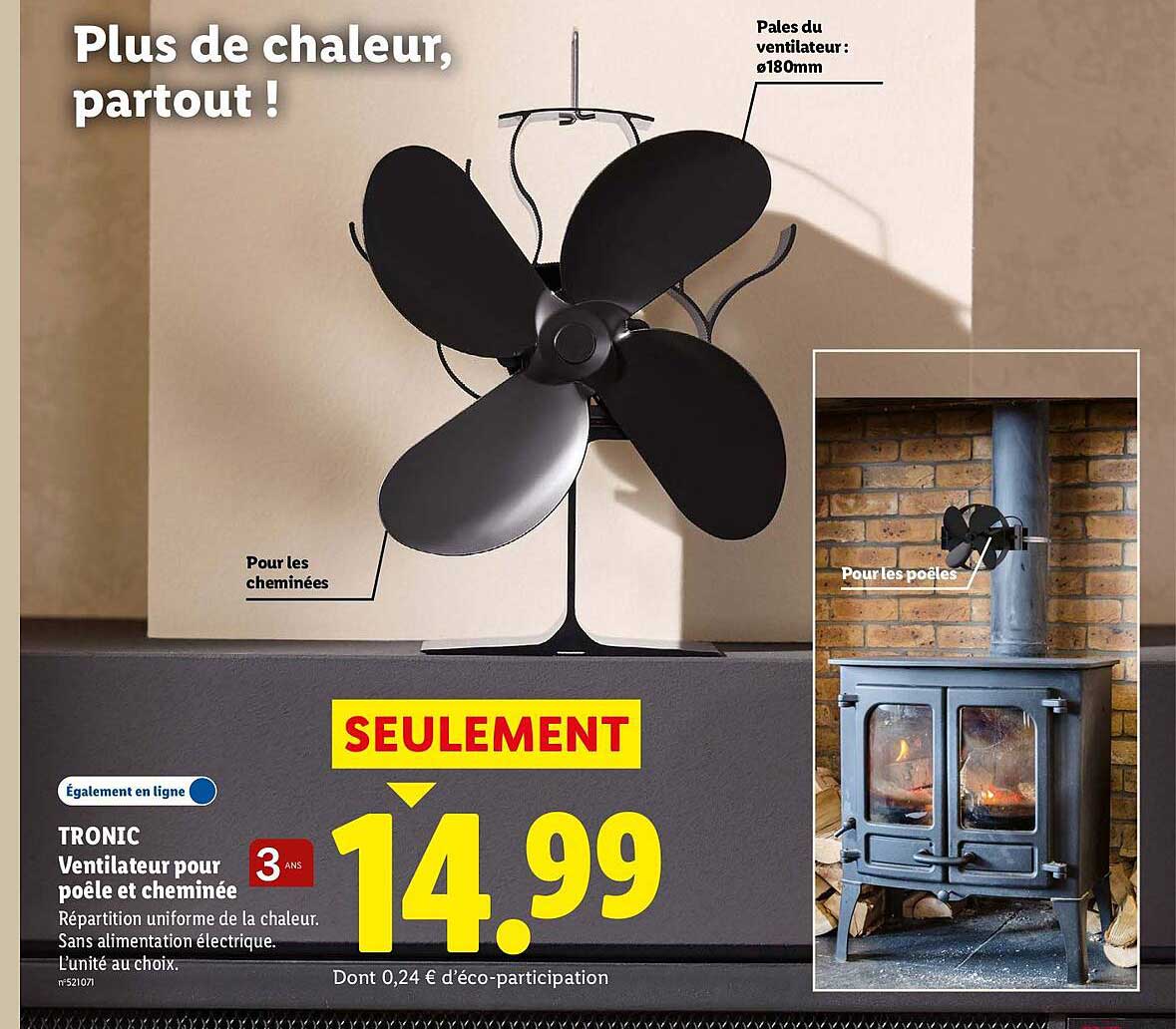 TRONIC Ventilateur pour poêle et cheminée