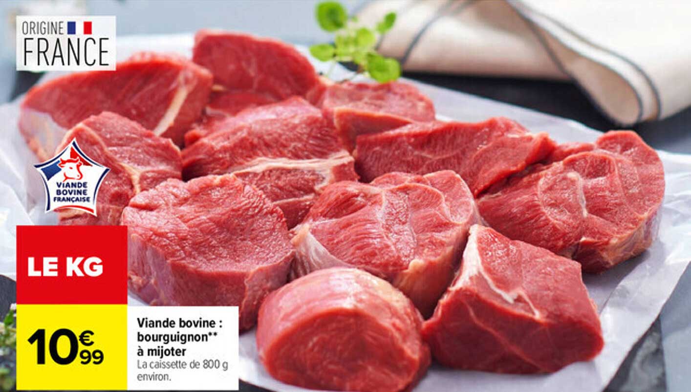 Viande bovine : bourguignon** à mijoter
