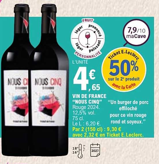VIN DE FRANCE "NOUS CINQ" Rouge 2024