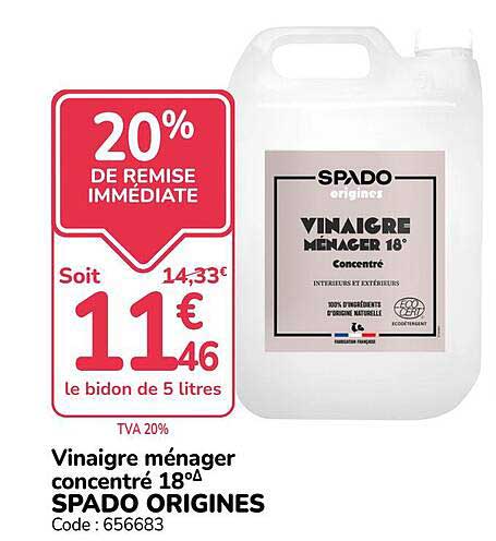 Vinaigre ménager concentré 18° SPADO ORIGINES