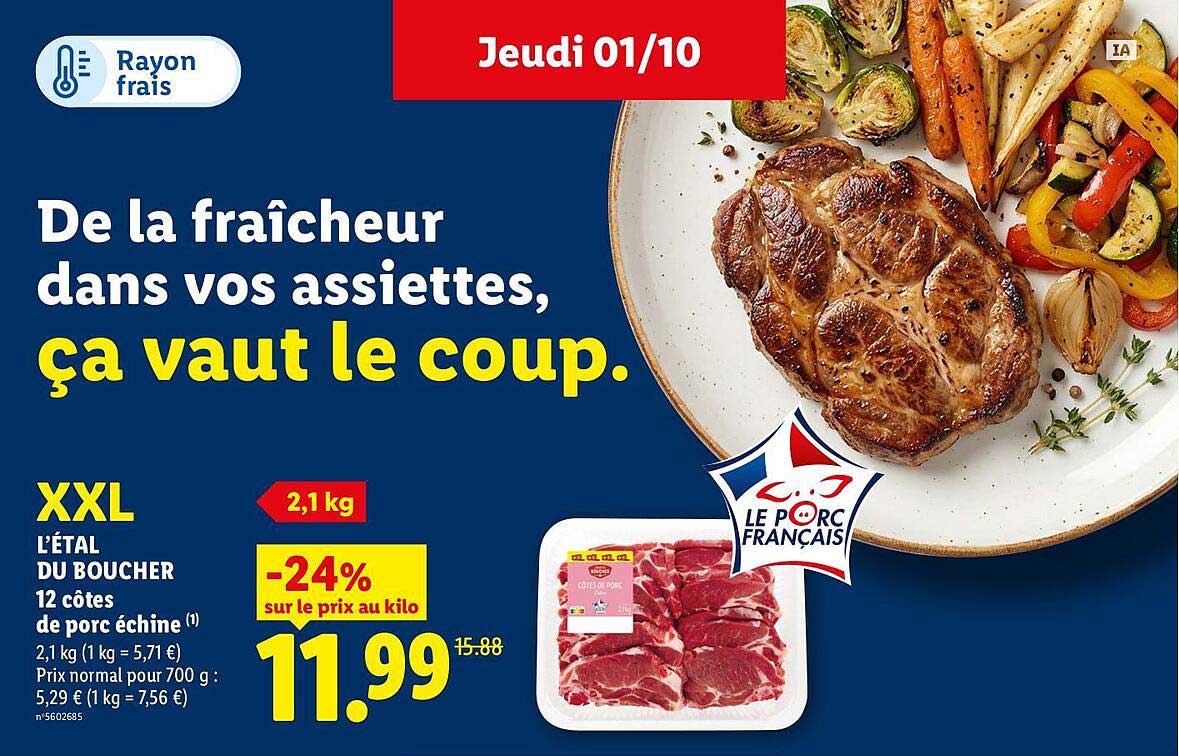 XXL L’ÉTAL DU BOUCHER 12 côtes de porc échine