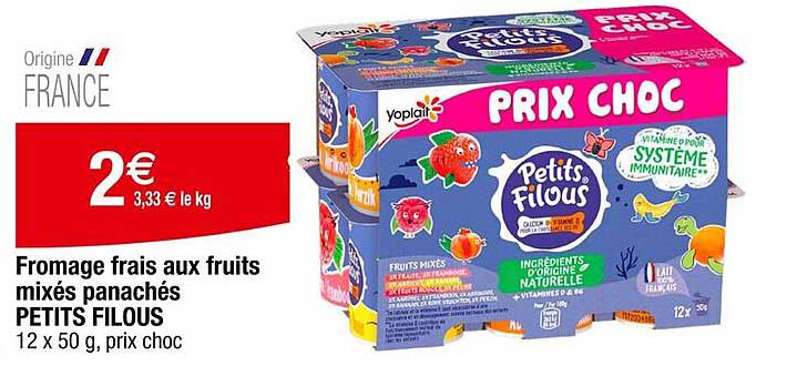 Fromage frais aux fruits mélangés panachés PETITS FILOUS