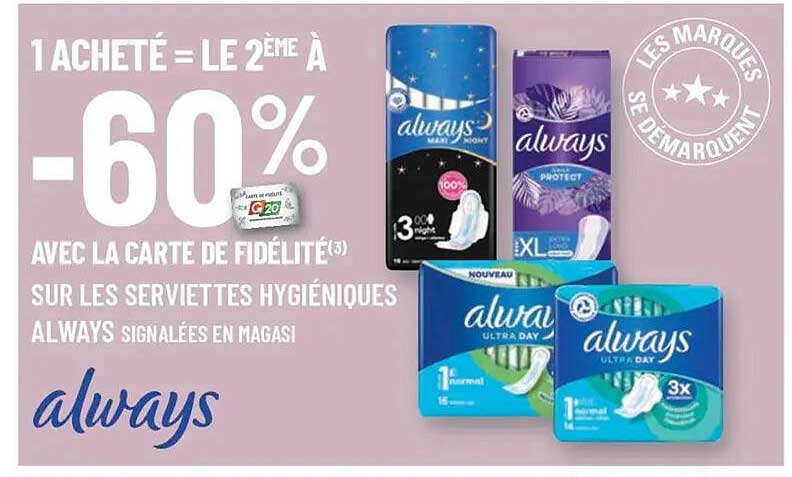 1 ACHETÉ = LE 2ÈME À -60%