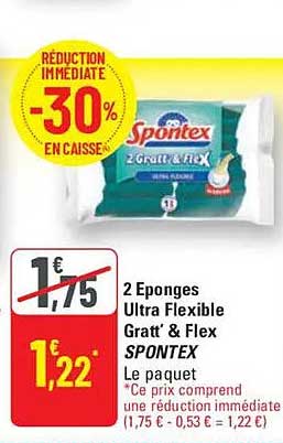 2 Eponges Ultra Flexible Gratt' & Flex SPONTEX