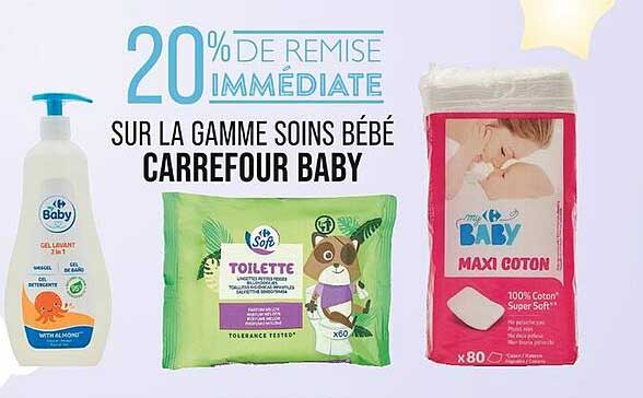 20% de remise immédiate sur la gamme soins bébé Carrefour Baby