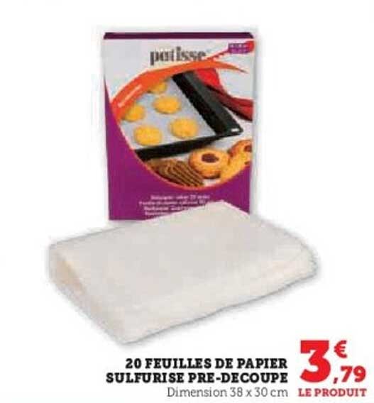 20 FEUILLES DE PAPIER SULFURISÉ PRÉ-DÉCOUPÉES