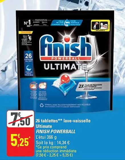 26 tablettes** lave-vaisselle Ultimate Finish POWERBALL