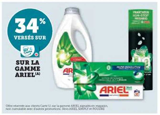 34% VERSÉS SUR LA GAMME ARIEL