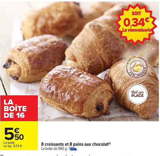 8 croissants et 8 pains aux chocolats