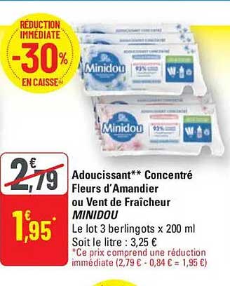 Adoucissant** Concentré Fleurs d’Amandier ou Vent de Fraîcheur MINIDOU