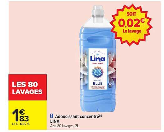 Adoucissant concentré LINA Classic Blue 2L