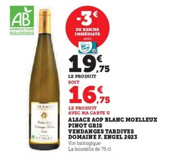 ALSACE AOP BLANC MOELLEUX PINOT GRIS VENDANGES TARDIVES DOMAINE F. ENGEL 2023