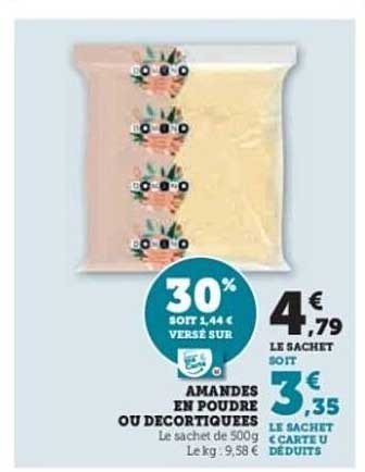 Amandes en poudre ou décortiquées