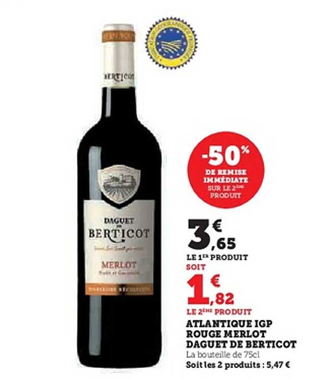 ATLANTIQUE IGP ROUGE MERLOT Daguet de Berticot