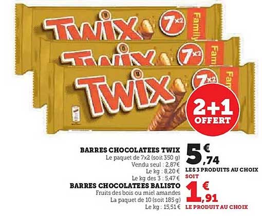 BARRES CHOCOLATEES TWIX