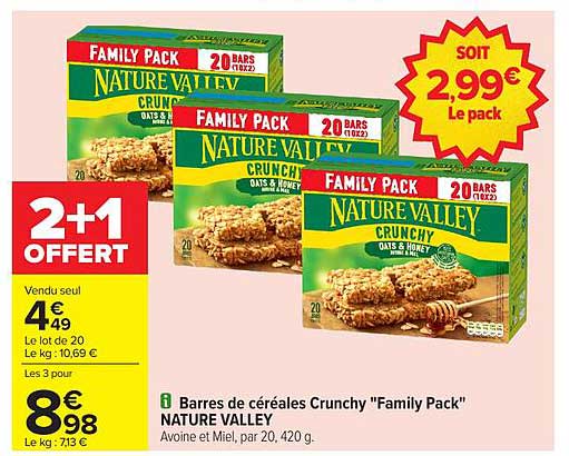 Barres de céréales Crunchy "Family Pack" NATURE VALLEY