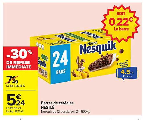 Barres de céréales NESTLÉ