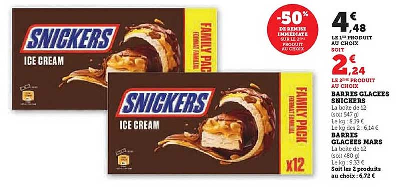 BARS GLACEES SNICKERS -50%