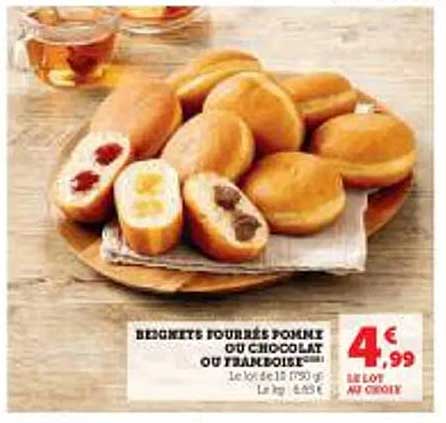 Beignets fourrés Pomme ou Chocolat ou Framboise