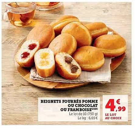 BEIGNETS FOURRÉS POMME OU CHOCOLAT OU FRAMBOISE