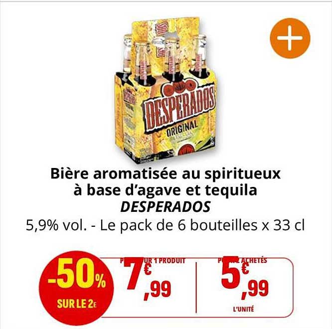 Bière aromatisée au spiritueux à base d'agave et tequila DESPERADOS