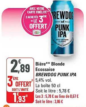 Bière** Blonde Ecossaise BREWDOG PUNK IPA