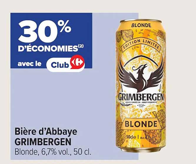 Bière d’Abbaye GRIMBERGEN Blonde, 6,7% vol., 50 cl.