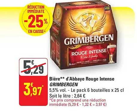 Bière** d'Abbaye Rouge Intense GRIMBERGEN