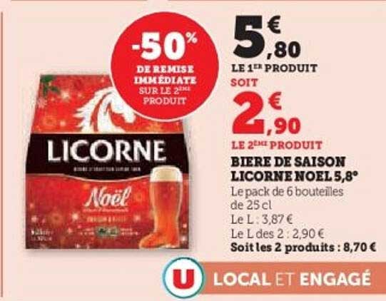 BIERE DE SAISON LICORNE NOEL 5,8°