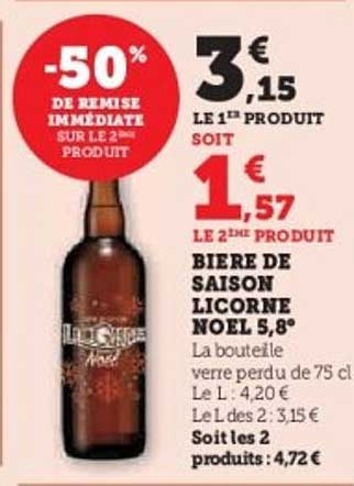 BIERE DE SAISON LICORNE NOEL 5,8°