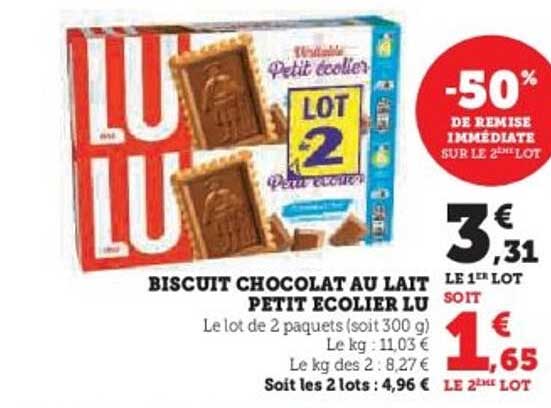 BISCUIT CHOCOLAT AU LAIT PETIT ECOLIER LU