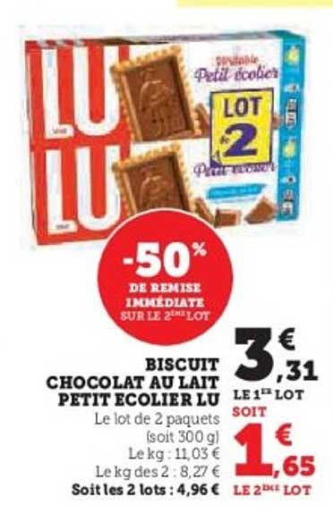 BISCUIT CHOCOLAT AU LAIT PETIT ECOLIER LU