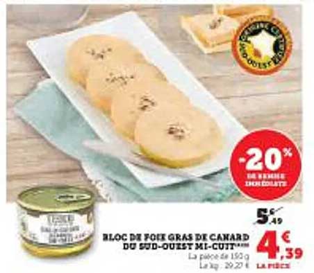 BLOC DE FOIE GRAS DE CANARD DU SUD-OUEST MI-CUIT