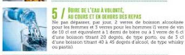 Boire de l'eau à volonté, au cours et en dehors des repas