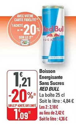 Boisson Energisante Sans Sucre RED BULL