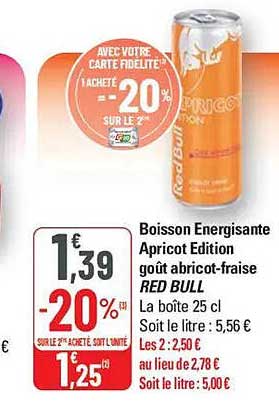 Boisson Energissante Apricot Edition goût abricot-fraise RED BULL