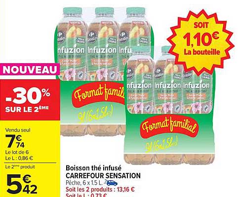 Boisson thé infusé CARREFOUR SENSATION