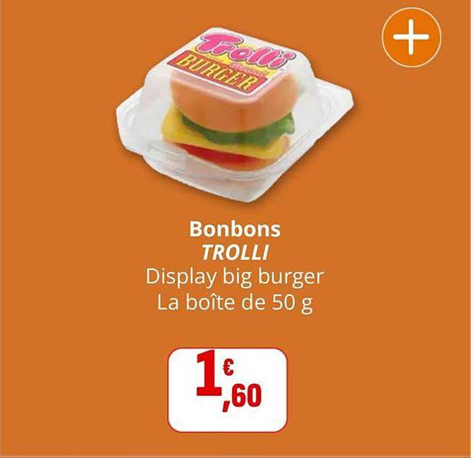 Bonbons TROLLI Display big burger La boîte de 50 g