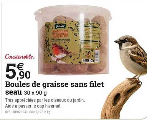 Boules de graisse sans filet seau 30 x 90 g