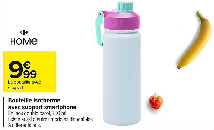 Bouteille isotherme avec support smartphone