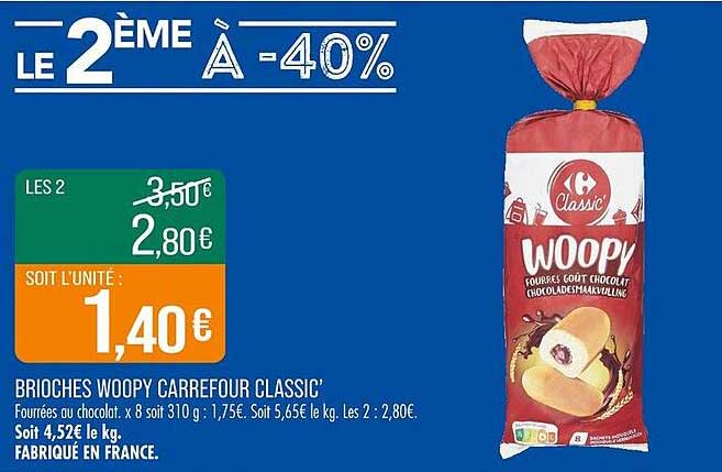 BRIOCHES WOOPY CARREFOUR CLASSIC'