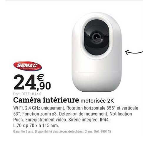 Caméra intérieure motorisée 2K